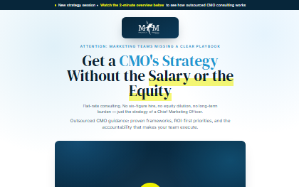 Landing page built for a marketing consultancy