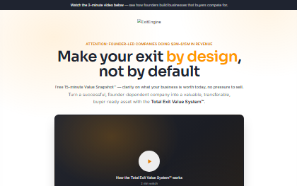 Landing page built for an advisory firm